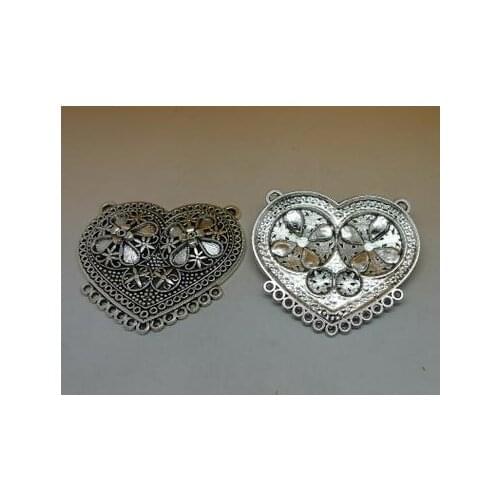 Zinc alloy pendant jewelry accessories diy handmade material charms Small peach heart pendant The ancient cyan