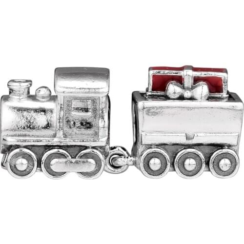 Charms 925 Silver Original Fit Pandora Bracelets Sterling Silver Christmas Train Charm Beads for diy Women Jewelry