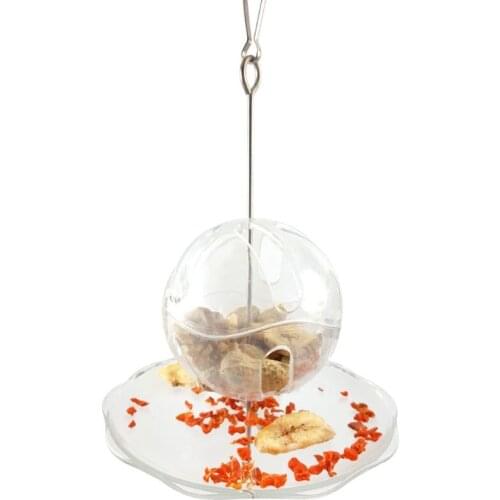 Hanging Parrot Foraging Ball Chew Toys Acrylic Bird Cage Feeder Ball with Tray for c.ckatiel Parakeet