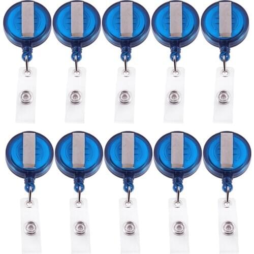 PPYY-10 Retractable Reel Recoil ID Badge Lanyard Name Tag Key Card Holder Belt Clip Color:Blue Amount:10 Pcs