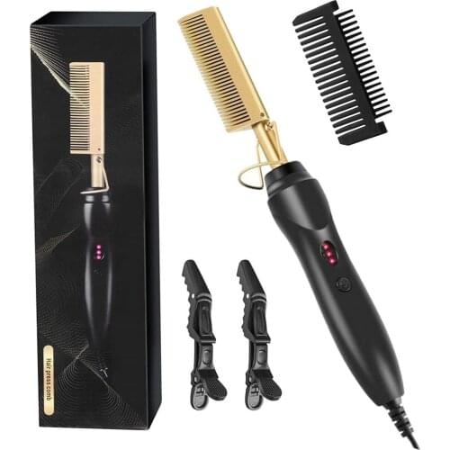 Comb Hot Comb Hair Straightener Flat Irons Straightening Electric Hair Curling Iron Titanium Alloy Hair Curler Brush Styler