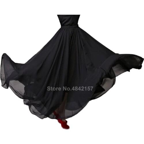 Luxury Chiffon Women Belly Dance Costumes Gypsy Girls Spanish Flamenco Skirt Solid Color Fairy Lady Latin Dancing Performance
