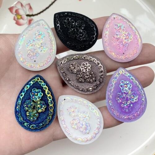 Water drop shaped resin flat back earrings accessories DIY jewelry decorative resin crafts Rhinestone scrapbook 60pcs/lot