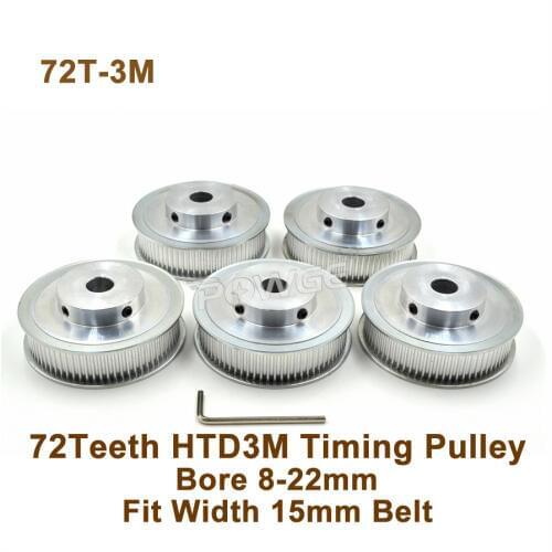 P0WGE 72 Teeth 3M Timing Pulley Bore8/10/12/14/15/19/10/22mm Fit W=15mm HTD 3M Timing Belt Cutting Machine 72T 72Teeth 3M Pulley