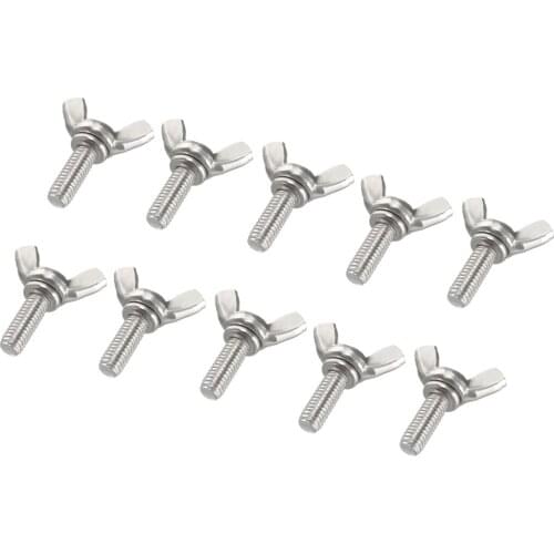 Uxcell Wing Butterfly Screw Bolt Pitch Carbon Steel Fasteners Fittings M6x16mm 10pcs