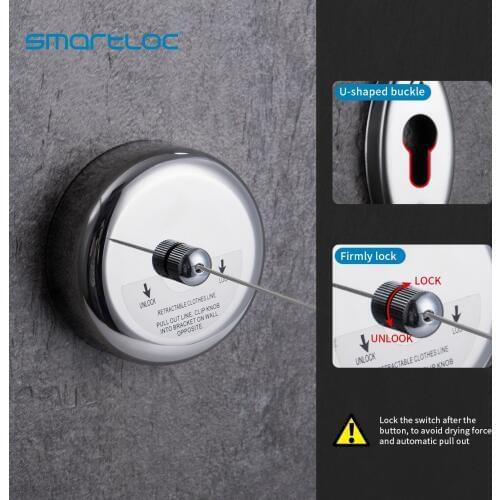 Smartloc Stainless Steel Retractable Clothes line Rope Clothes Dryer Organiser Clothes Drying Rack Rope Laundry Hanger bath
