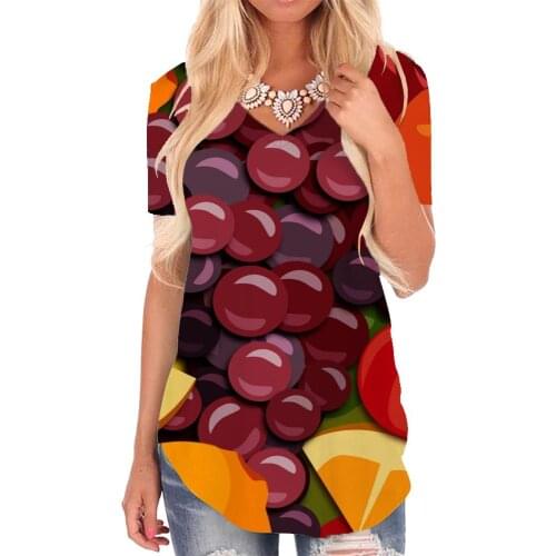 Giyu Brand Fruit T Shirt Women Colorful T-shirts 3d Rainbow V-neck Tshirt Graffiti Tshirts Printed Womens Clothing Fashion