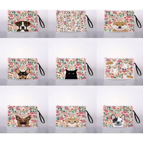 Womens cosmetic bag pet flower digital printing cosmetic bag travel storage bag cosmetic bag