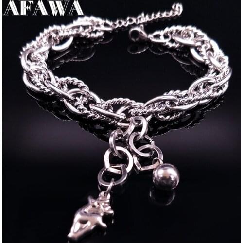 2021 Deer Stainless Steel bracelets Women Silver Color Bracelets Bangles Jewelry Christmas Gift Bracelets Femme B1786
