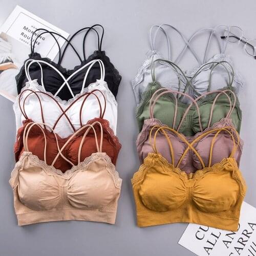 Women Top underwear wild color sexy no steel ring beauty back U-type student basic thread bottoming lingerie bra tube top