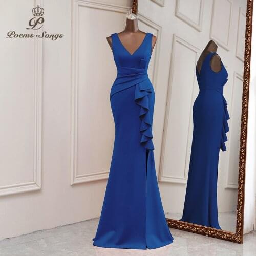 Sexy prom dresses 2021 Royal blue Mermaid Evening dresses vestidos de promocion bridesmaid dresses wedding ceremony dresses
