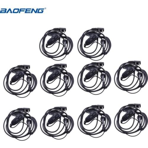 10PCS Original Baofeng 2 Pin Dual PTT Headset Earpiece For BaoFeng UV-82 UV-8D UV-82HP GT-5TP Walie Talkie Two Way Radio UV 82