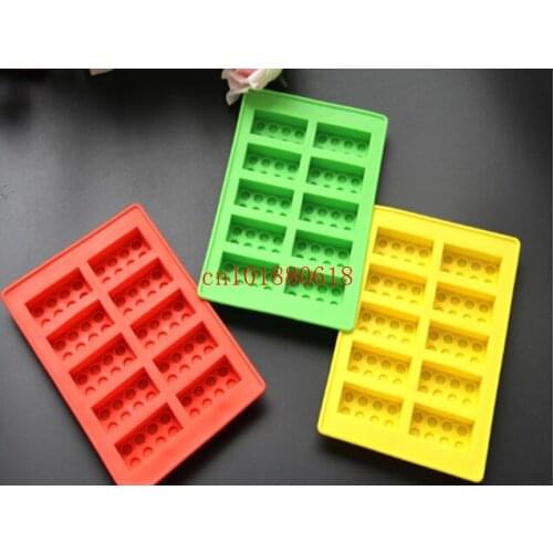 200pcs/lot Free Shipping Building blocks LFGB block brick Ice Mold Silicone Ice Cube Tray Size 19x11cm