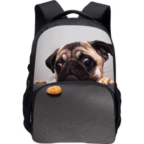 2017 Fashion Kids Backpacks Girls School Bags for Teenagers Cute Pug Animals Dog Poodle Print School Rucksack Kids Book Bag