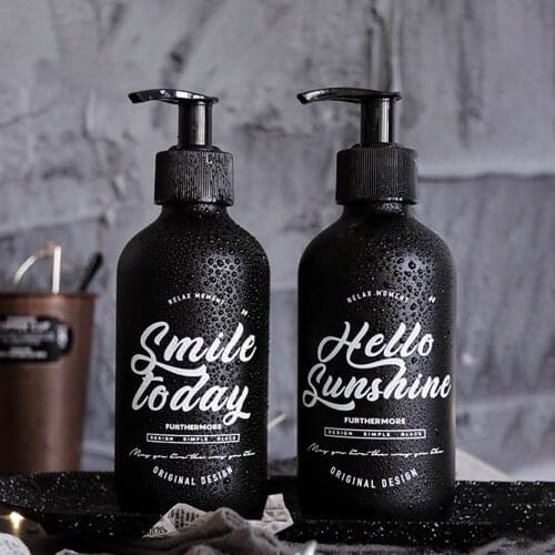 250ml Black Glass Soap Dispenser Nordic Bath Hand Washing Shampoo Bottle Empty Refill Storage Sub-bottle Bathroom Accessories