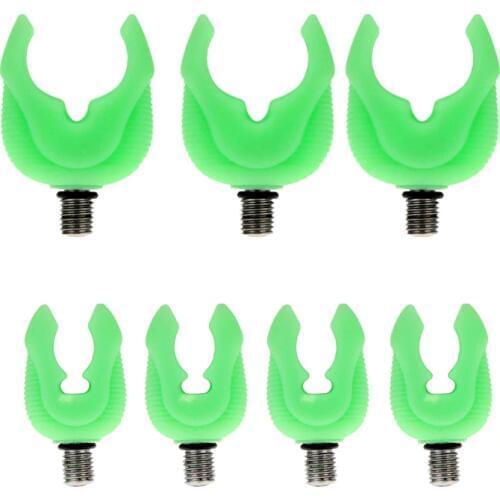 4pcs Luminous Green Silicone Fishing Rod Holder Telescopic Fishing Rod Support Stand Head Carp Fishing Accessories