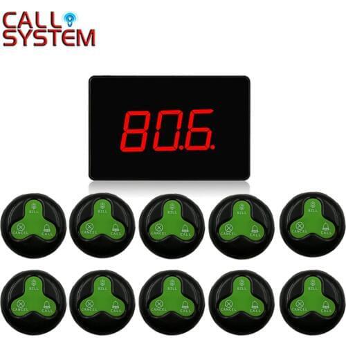 999 channel Wireless Waiter Calling Bell System Restaurant Service Caller 1 Receiver Host + 10 Call Button
