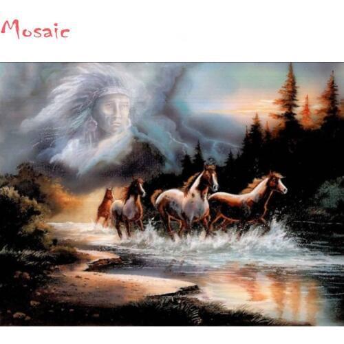 5D DIY Diamond Painting fantasy Indian people horse Diamond Embroidery Scenery Full Square Rhinestones Embroidery Home Decor