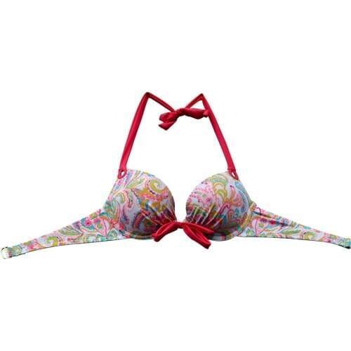 The Bikini Underwire TOPS for Women Swimwear Pink Orange Flower Black Printing Bathing suits Sexy Swimming Biquini top Brazilian