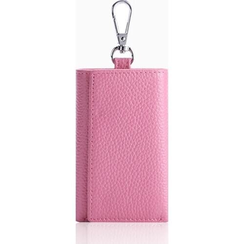 Portable Leather Housekeeper Holders Car Keychain Key Holder Bag Case Unisex Wallet Cover Simple Solid Color Storage Bag