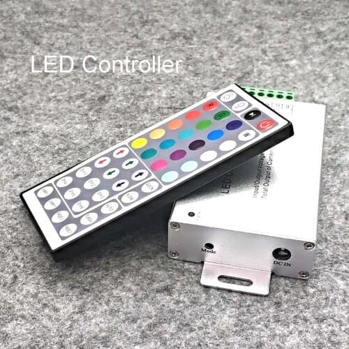 DC12-24V 24key 44key 12A/24A IR RF Remote Wireless RGB Led Controller Aluminum+plastic 3CH 5A for 5050 3528 Strip
