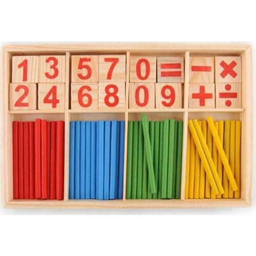 Baby Classic Mathematic Wooden Toy With Counting Sticks and Wood Number Card Early Puzzle Educational Gift For children toy