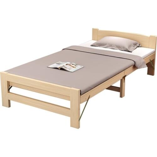 Home Wood Foldable Bed Bedroom Furniture Eco-friendly Portable Folding Beds Single Person Wood Bed Frame Muebles High Quality