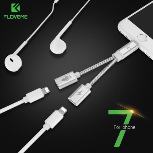 FLOVEME 2 in 1 Splitter Audio Adapter Double Earphone Charging For iPhone X XS XR XS Max 7 8 Plus Converter Adapter