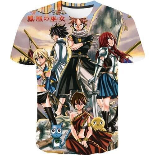 New Anime Fairy Tail Fashion 3D Printed T-shirt Cool Men Women Children Casual Short Sleeve Streetwear Tops Boy Girl Kids Tee