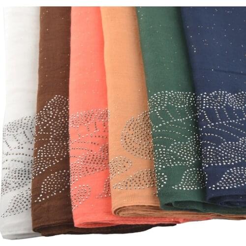Cotton muslim hijab solid color,glitter plain hijab long scarf women with studs,muffler for women,head wrap scarf shawl headband