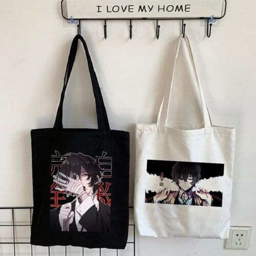 Bungo Stray Dog Japanese Anime Canvas Bag Harajuku Gothic Shopper Large Capacity Women Bag Classic Vintage Shoulder Bag HandBags