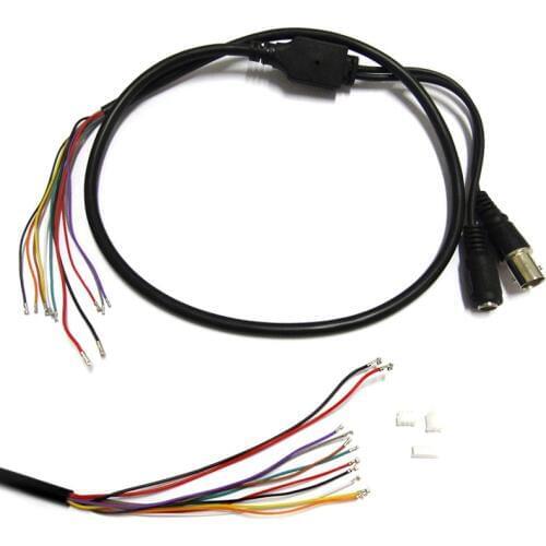 1.5T 11Pin BNC Video DC12V Power OSD Control Pigtail Cable Analog CCTV Camera Module Board Menu Button end cable, black, white