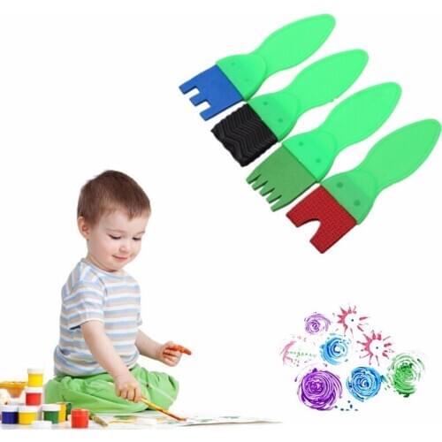 4Pcs/Set DIY Childrens Painting Sponge Brush Creative Graffiti Puzzle Toys Early Education Art Painting Tool