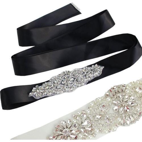 Red Wide Crystal and Rhinestones Prom Gown Dresses belt Accessories Wedding Ribbon Belts for bride Bride Waistband Bridal Sashes