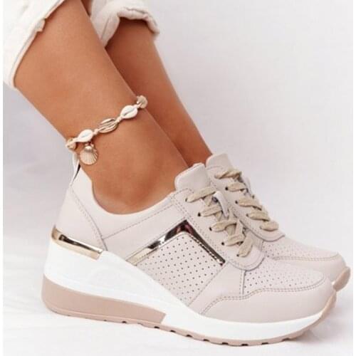 Casual Platform Ladies Sneakers Wedge Sports Shoes New Women Sneakers Lace-Up Womens Vulcanized Shoes Comfy Females Shoes