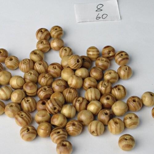 6-30mm Natural Round Pine Wooden Stripe Beads Loose Spacer Beads for Jewelry Findings Making Accessories DIY