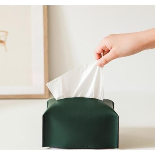 Modern PU Leather Square Tissue Box Holder for Home Office Car 63HC