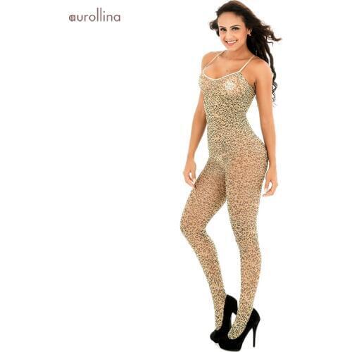 Leopard Prints Bodystocking Slutty Dress Erotic Lingerie Body Stocking Crotchless Breast Sex Fetish