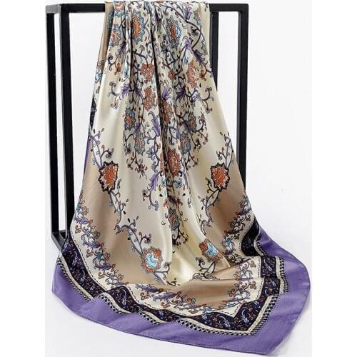 90 x 90CM Korean version of spring and summer small square scarf simulation silk scarf womens new print decorative scarf Women