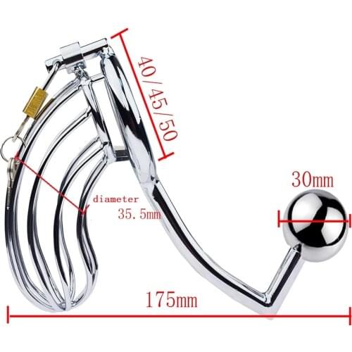 Stainless Steel Male Chastity Cage Anal Plug Penis Rings Sex Toys For Men Masturbators Stimulate Dick Anal Butt Plug Male Device