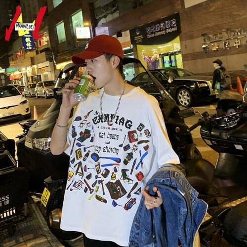 MANVALUE Mens Summer Fashion Leisure Wear Printed Short-sleeved Tops & Tees Young Teenagers Loose Type O-neck T-shirts