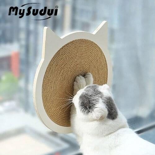 MySudui Sisal Cat Scratch Board Wood Nail Scratcher Pad Guard Mat Pet Kitten Training Climbing Scratching Toy Furniture Protect