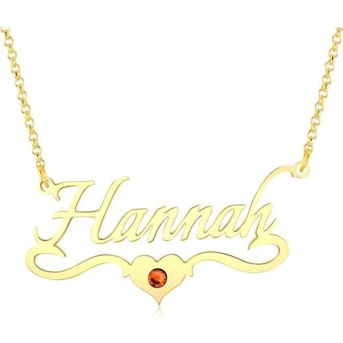 Noelia Custom Name Necklace with Heart Personalized Birthstone Pendant Necklace Stainless Steel Customized Jewelry for Women