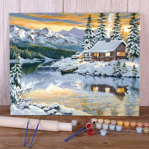 Landscape Spring Painting By Numbers Package Oil Paints 50*70 Boards By Numbers Home Decor Adults Wholesale Handiwork Drawing