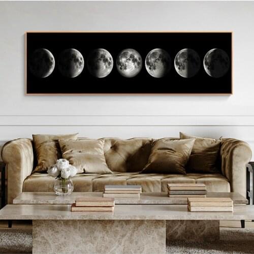 Moon Posters Printed On Canvas Wall Art Pictures For Living Room Painting Black and White Golden Home Decor Indoor Decorations