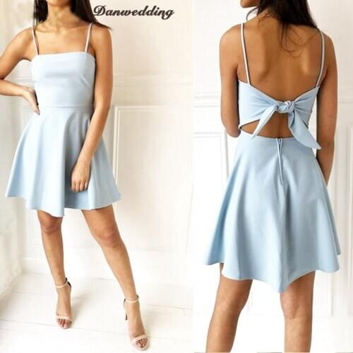 Simple Satin Strapless Neck Graduation Dresses A-Line Sleeveless Beautiful Girl Short Homecoming Dress Party Gown New Models