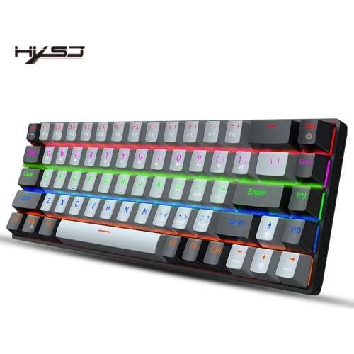 HXSJ V800 Wired Mechanical Keyboard 68 Keys RGB Gaming Keyboard with Detachable Type-C Cable ABS Keycap Blue Switch/Red Switch