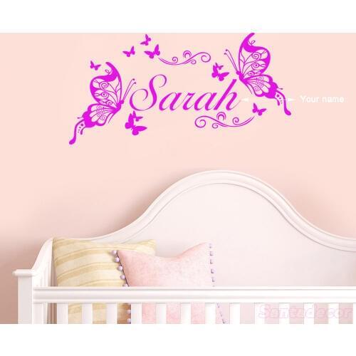 DIY Butterflies Customized Name Vinyl Wall Sticker Mural Decals Art Wallpaper Home Decor for Girls Room Wall Decor Poster