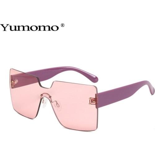 Vintage Oversized One Piece Square Sunglasses Frameless Eyewear Women Brand Design Female Male Nail Sun Glasses UV400
