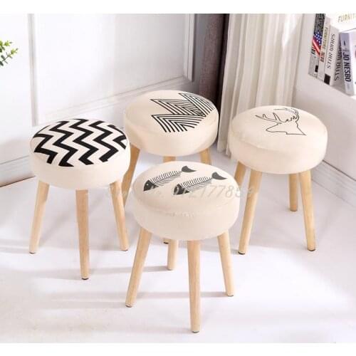 Solid wood net red stool home bedroom dressing table living room dining chair makeup chair modern minimalist ins Nordic light lu